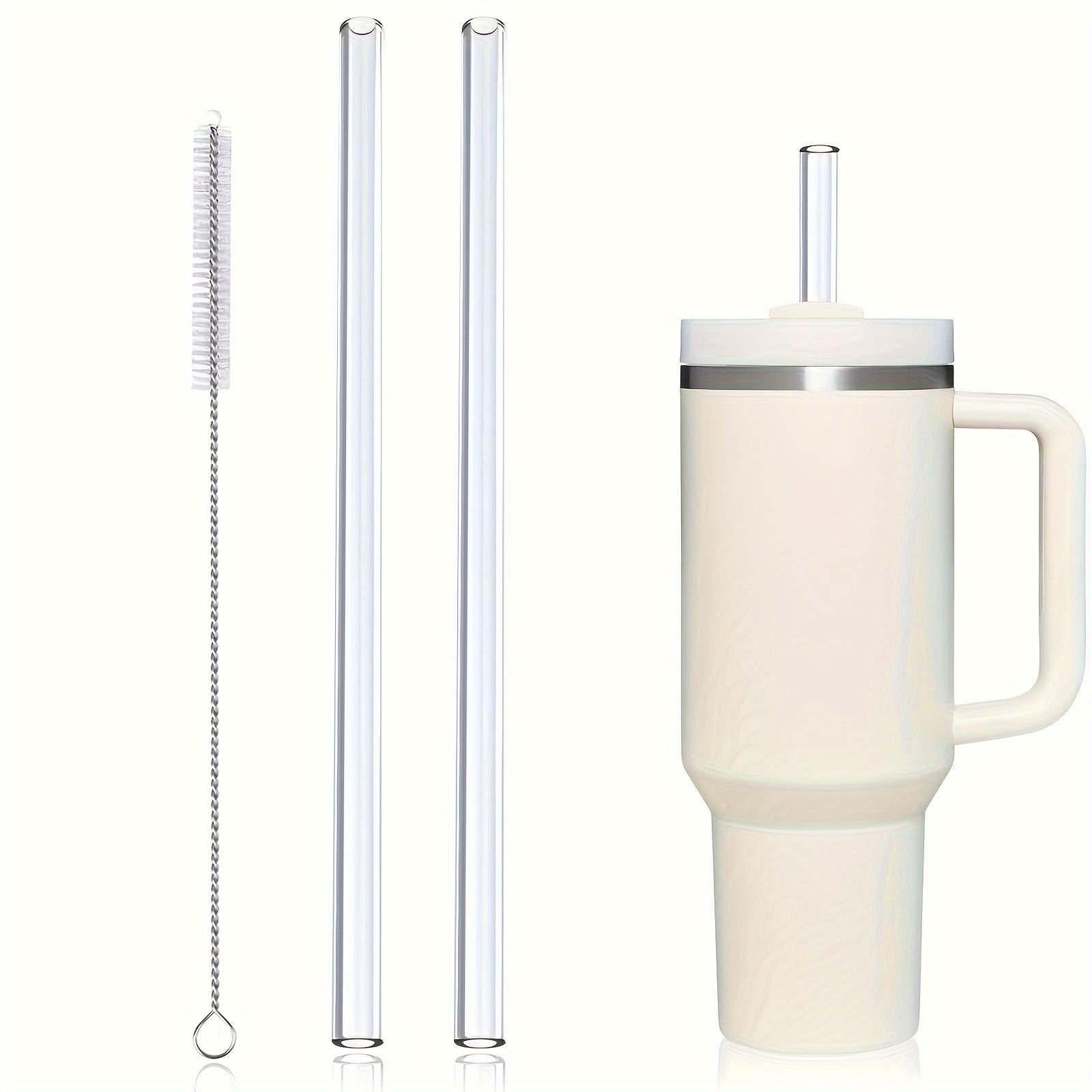 Clear Reusable Straws with Cleaning Brush - Tumbler Replacement Straw
