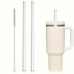 Clear Reusable Straws with Cleaning Brush - Tumbler Replacement Straw