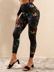 Splash Print Tight Yoga Workout Pants Stretch Running Fitness Sports Leggings