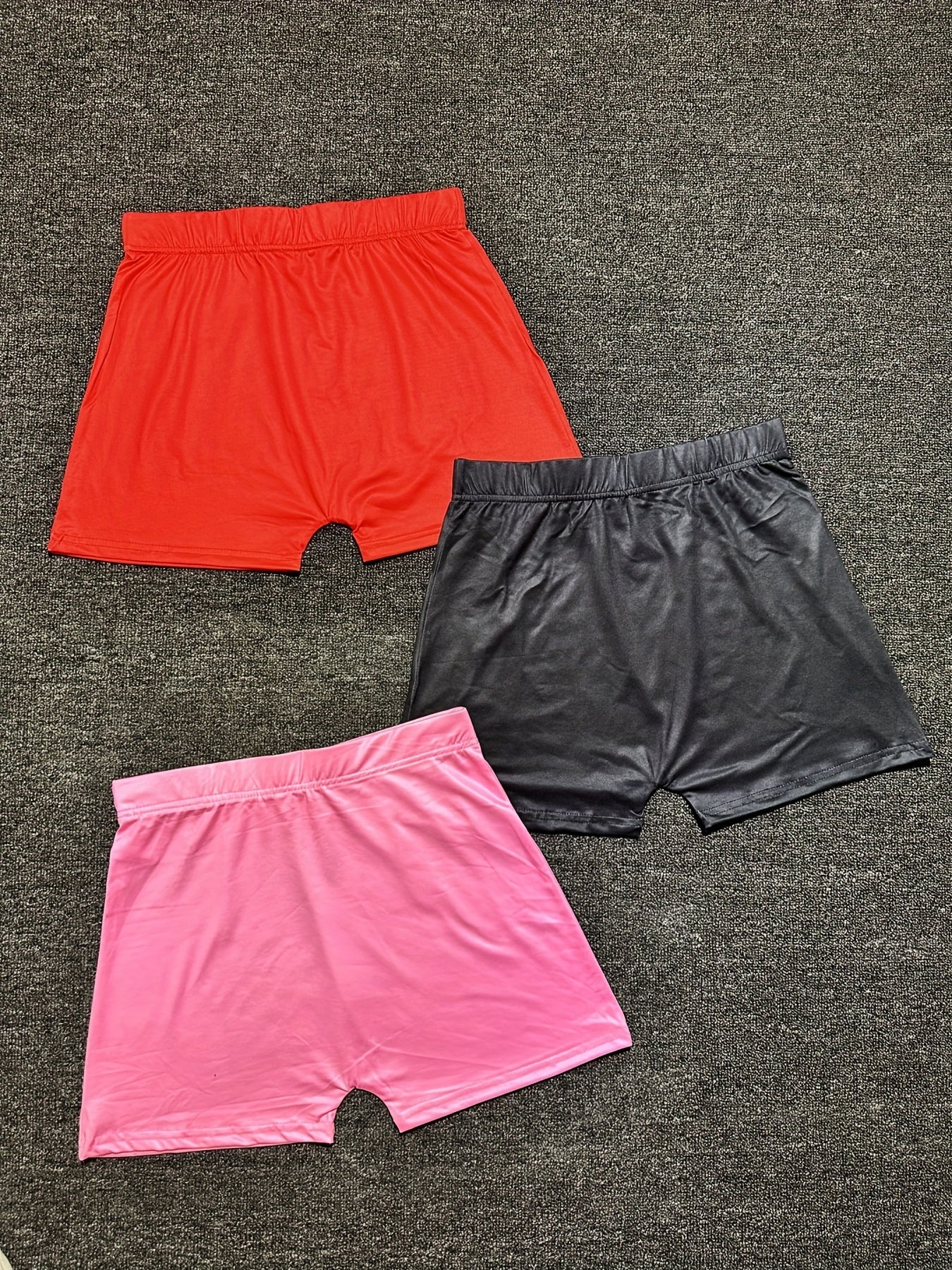 Letter & Graphic Print Skinny Shorts 3 Pack Women's Casual Yoga Shorts