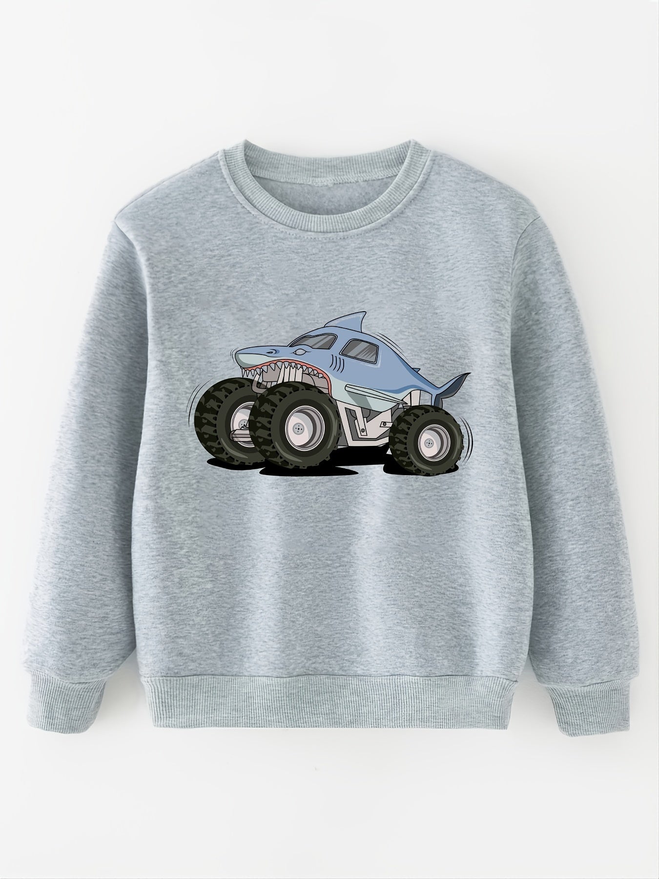Boy's Shark Truck Print Sweatshirt for Spring