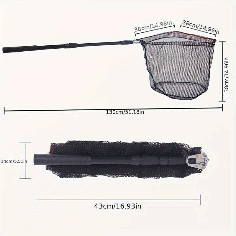 1pc Fishing Net Retractable Pole Handle Foldable Nylon Fishing Mesh Tackle