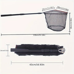1pc Fishing Net Retractable Pole Handle Foldable Nylon Fishing Mesh Tackle