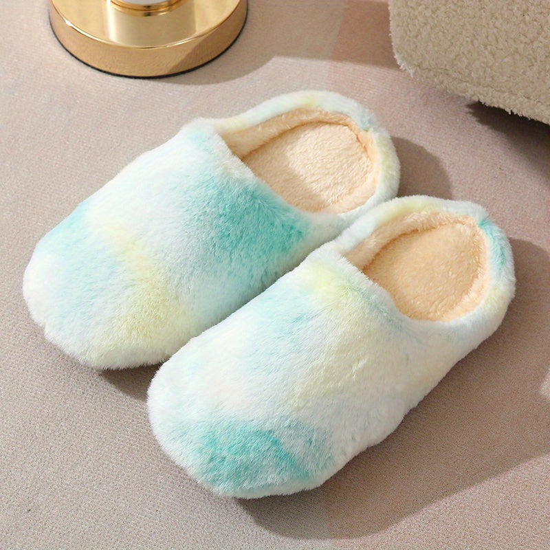 Women's Plush Indoor Slippers Warm & Comfy Closed Toe Fluffy Flat Shoes