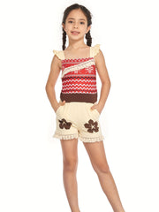 Girls' Princess Romper Jumpsuit w/ Cold Shoulder