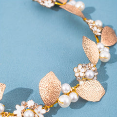 Golden Leaf Hairband & Earrings Bridal Set Headdress Hair Accessory