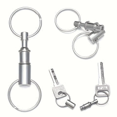 2pcs Outdoor Double Ring Keychain Quick Release Detachable Keychain
