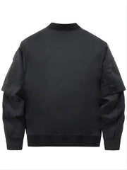Men's Skull Print Baseball Jackets Solid Jacket Thermal Outerwear