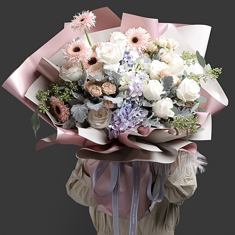 10 Sheets Double Sided Rose Golden Flower Wrapping Paper