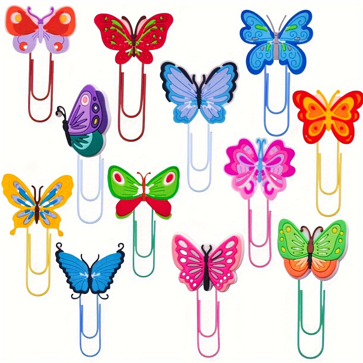 12pcs Cartoon Butterfly Paper Clips Bookmark Pliers School Stationery