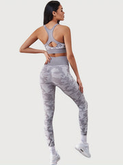 Camouflage Print Sports Suit: Sports Bra & Yoga Leggings