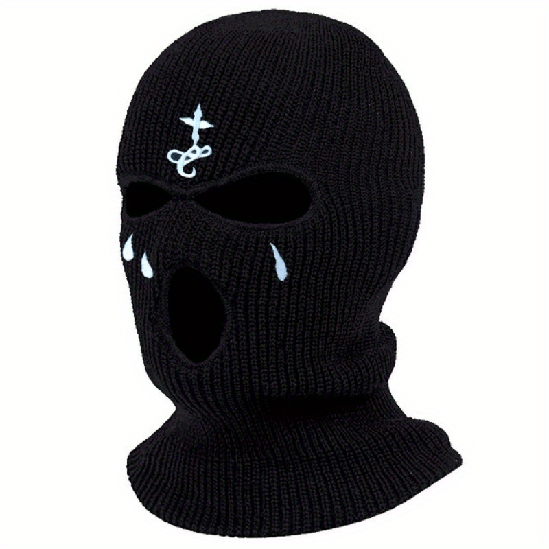 Gothic Embroidery Balaclava Unisex Ski Mask Elastic Knit Hat