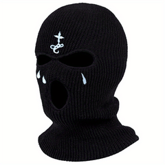 Gothic Embroidery Balaclava Unisex Ski Mask Elastic Knit Hat