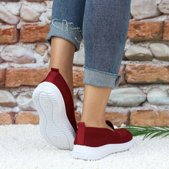 Women's Floral Embroidered Knitted Flat Shoes Soft Sole Comfy Non Slip
