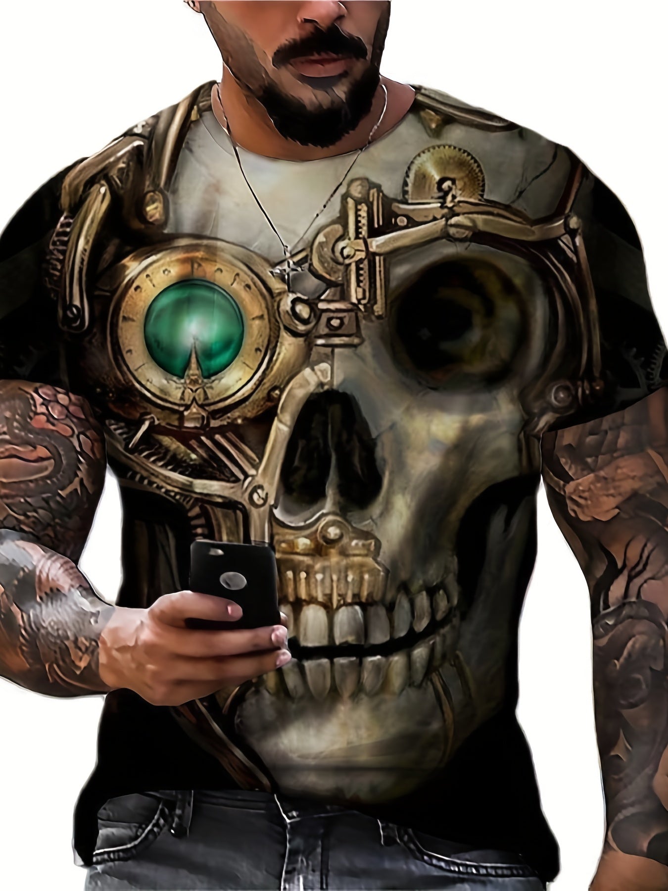 Men's Skeleton Graphic T shirt Casual 3D Print Tee