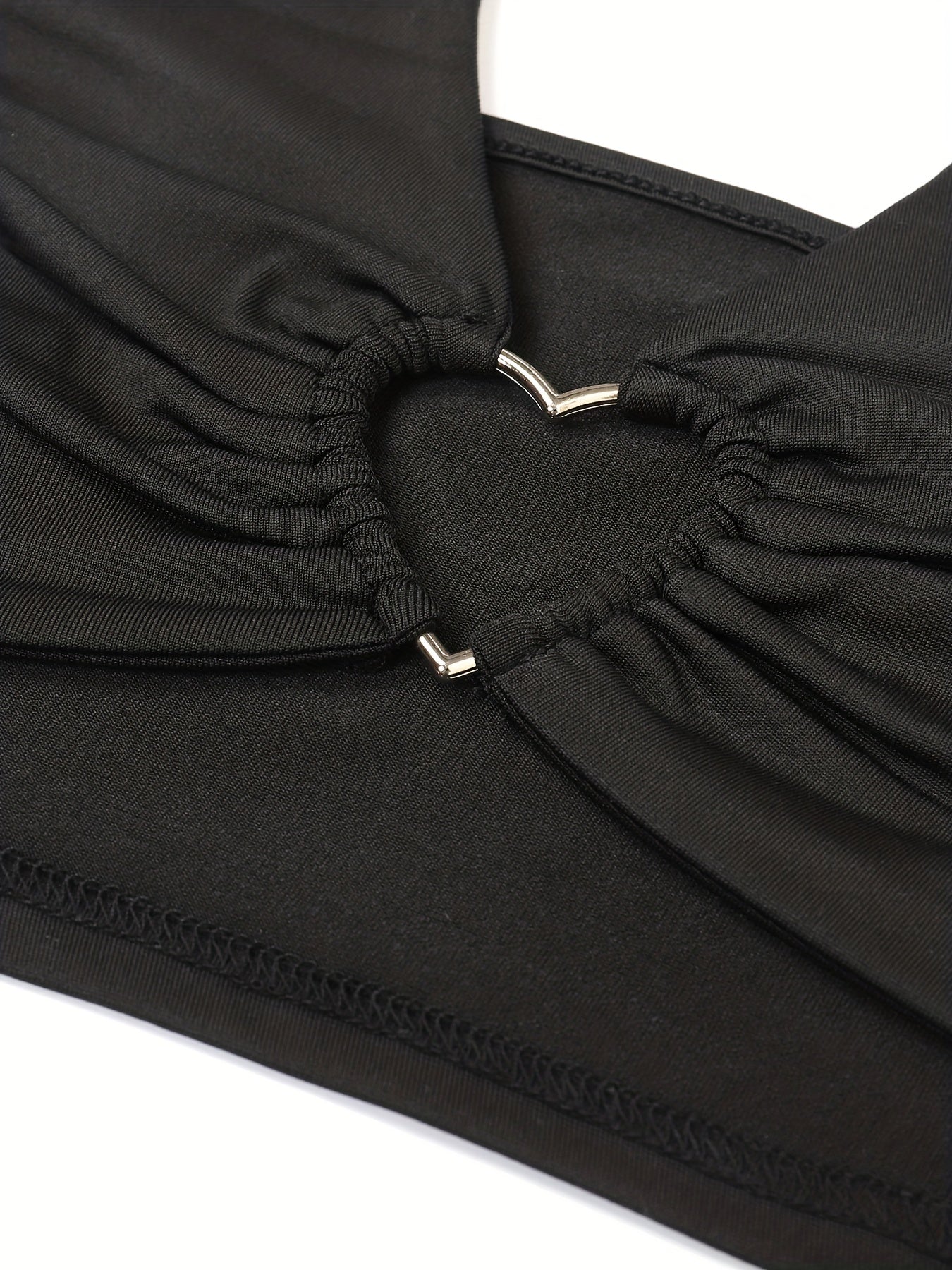 Y2K Sexy Backless Halter Top Heart Ring Linked Lace Up Halter Top