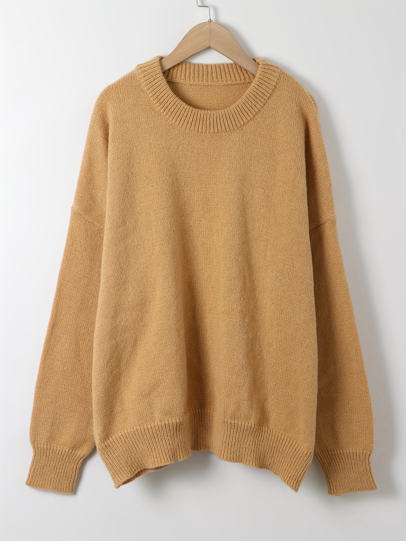 Casual Sweater Women's Plus Solid Long Sleeve Round Neck