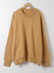 Casual Sweater Women's Plus Solid Long Sleeve Round Neck