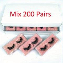 Faux Mink 3D Natural Look False Eyelashes, 200 Pairs
