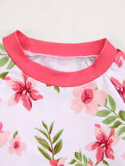 Toddler Girls Bikini Tankini Swimsuit Floral Long Sleeve Top & Ruffle Shorts Set