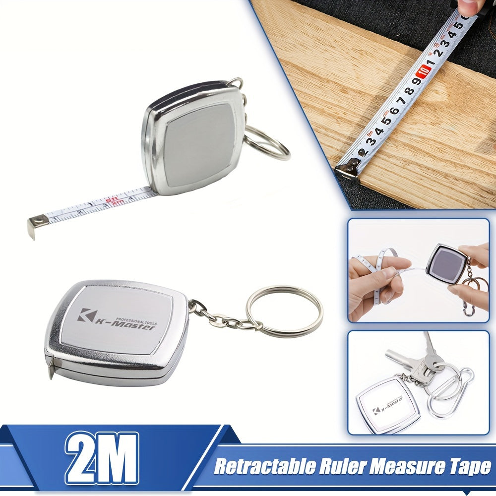 2M Retractable Ruler Measure Tape Mini Keychain Portable Tape Measure