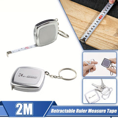 2M Retractable Ruler Measure Tape Mini Keychain Portable Tape Measure