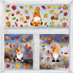 Thanksgiving Fall Window Clings - 6 Sheets 20 X Maple Leaves Stickers