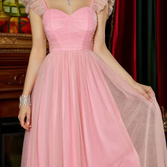 Mesh Ruffle Trim Maxi Bridesmaid Cami Dress