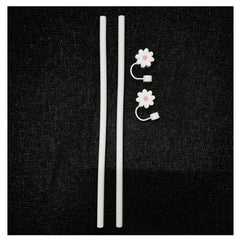 2 Sets Reusable Straws & Covers Combo, 2 Silicone Straws & Plugs Cup Accessories
