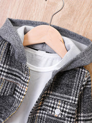 Baby Boys Tweed Plaid Hooded Jacket Top