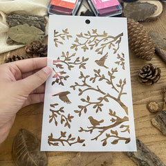 Twigs and Birds Stencil DIY Art Stencil for Painting on Wood Canvas Paper Fabric