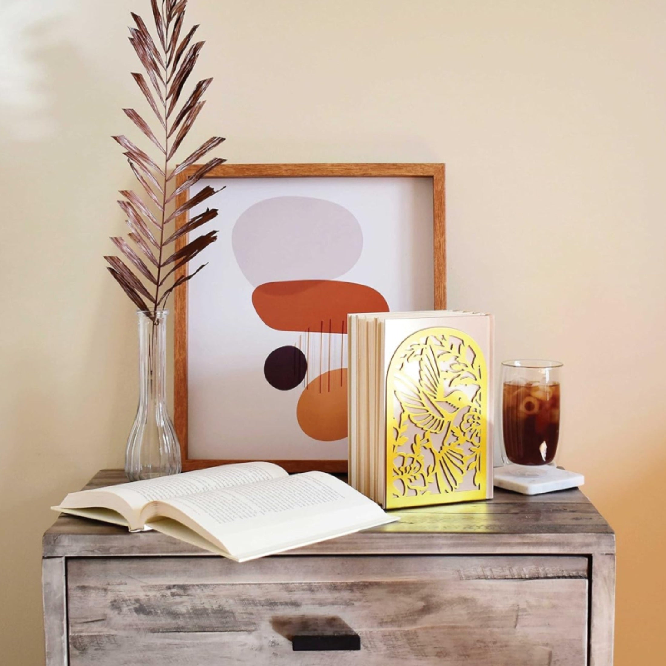 Carved Bird Metal Bookends for Student Desktop Storage