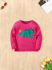 Girls Cartoon Embroidery Long Sleeve T Shirt Top