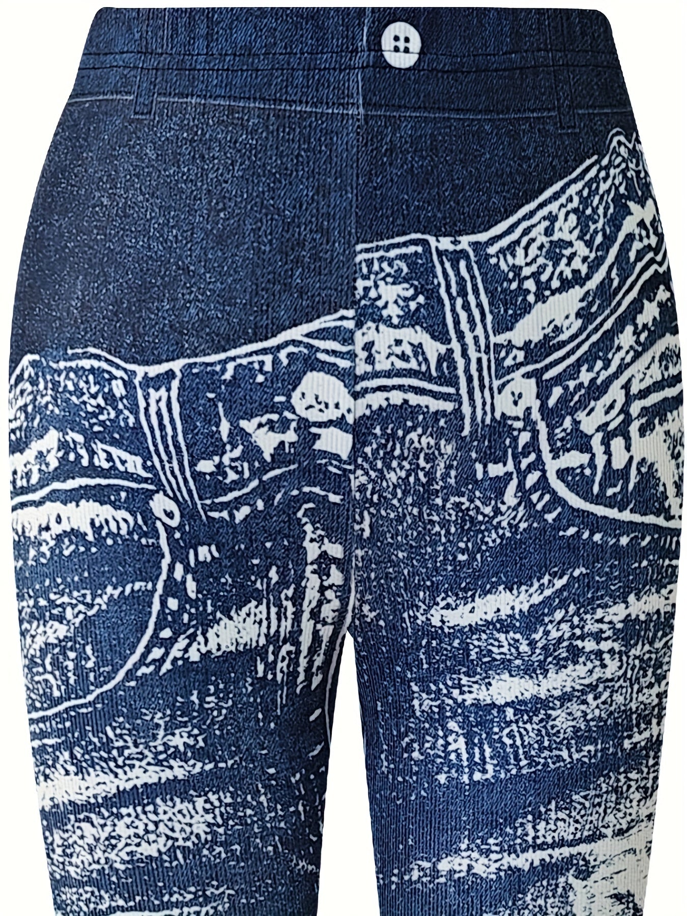 Denim Print Bell Bottom Pants Women's Activewear