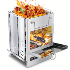 Stainless Steel BBQ Grill Outdoor Camping Firewood Stove