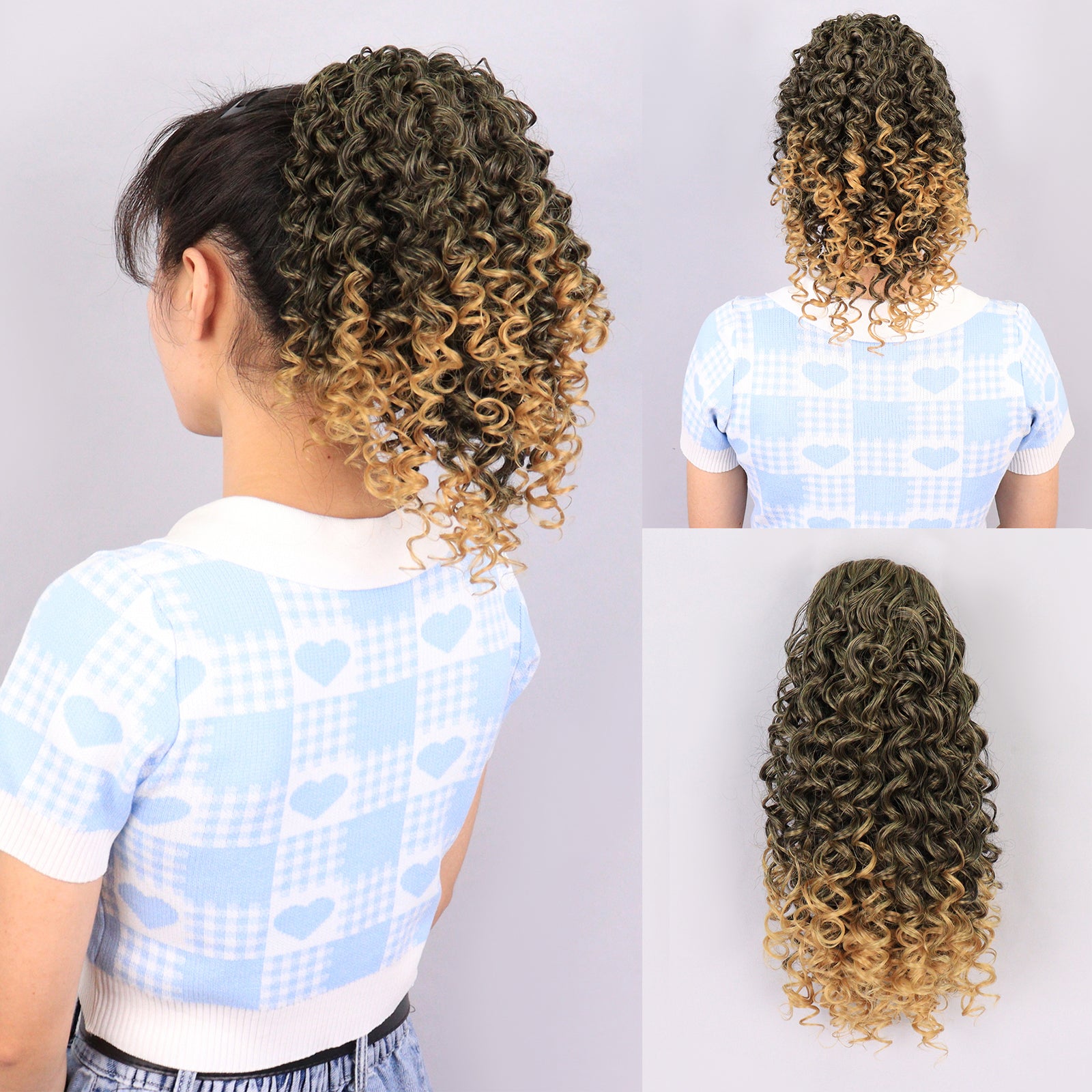 Long Deep Curly Ponytail Extension Synthetic Hair