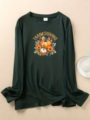 Floral & Pumpkin Print Long Sleeve Lounge Top