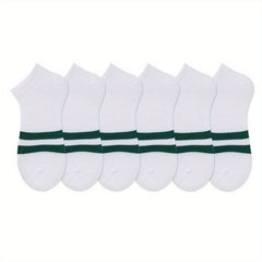 6 Pairs Striped Sports Socks Low Cut Women's Stockings