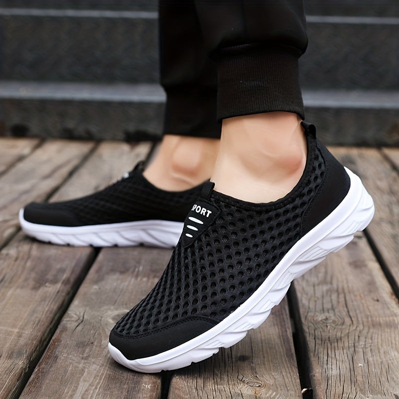Men's Slip On Sneakers Breathable Hollow Outdoor Walking Shoes