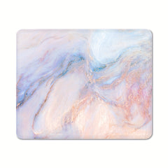 Pink Marble Mouse Pad with Stitched Square Design