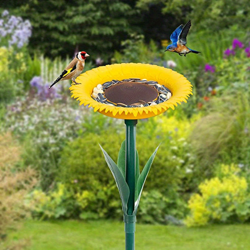 Outdoor Sunflower Bird Feeder Bath Bowl Garden Decoration