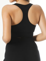 Seamless Ribbed Sports Bra Halter Tank Top
