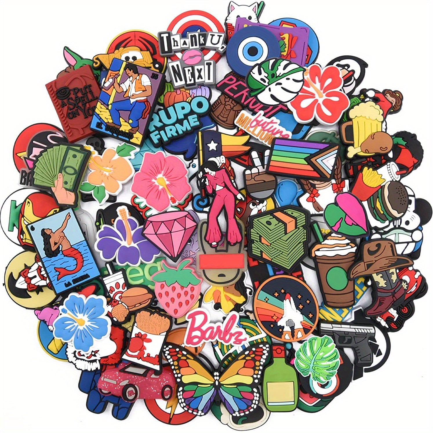 34pcs Anime Shoe Charms For Clogs Jigs Sandals PVC Shoe Decorations Accessories