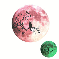 Luminous Moon and Cat Wall Sticker 5.9inch