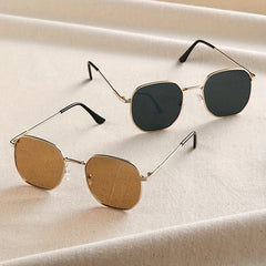 Square Metal Sunglasses UV400 Sun Shades for Beach Travel