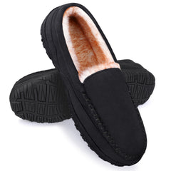 Men's Warm Memory Foam Moccasins Slippers Plush Lined Indoor Outdoor House Shoes