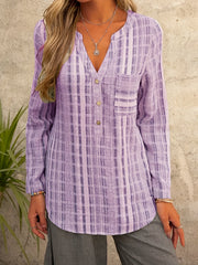 Striped Print Button Up Shirt Top