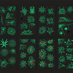 10pcs Halloween Luminous Tattoo Stickers - Waterproof Spider Temps