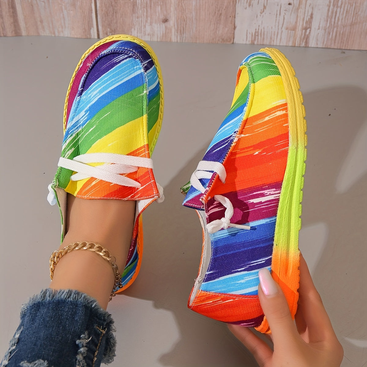 Women's Colorful Canvas Lace Up Low Top Shoes