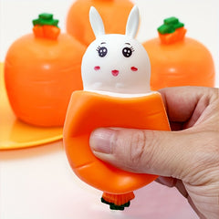 2pcs Bunny Squeeze Toy Carrot Head Fun Prank Gag Gift Educational Party Favor